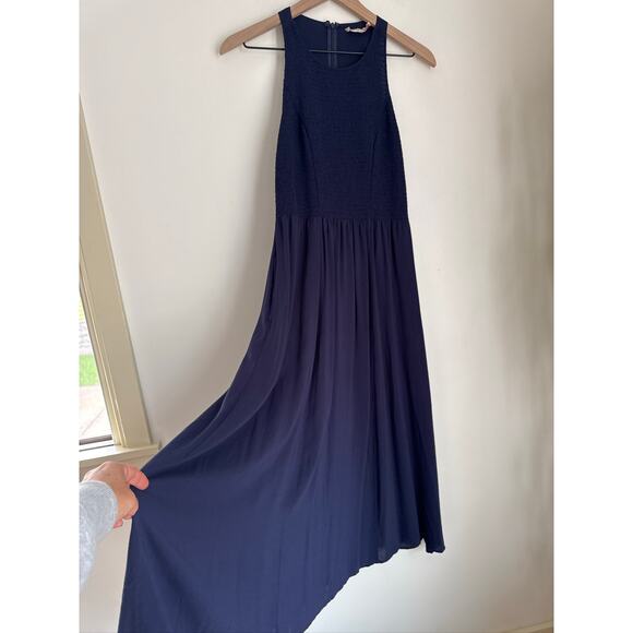 Tory Burch Smocked Racer Back Midi Fit and Flare Dress Style 39454 in Navy, M - Picture 5 of 9